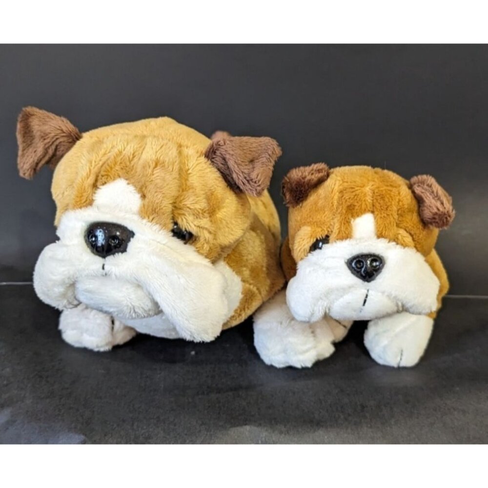 Ganz Webkinz‎ Bulldog Bean Bag Plush Stuffed Animal Set Of 2 7" Brown & White No